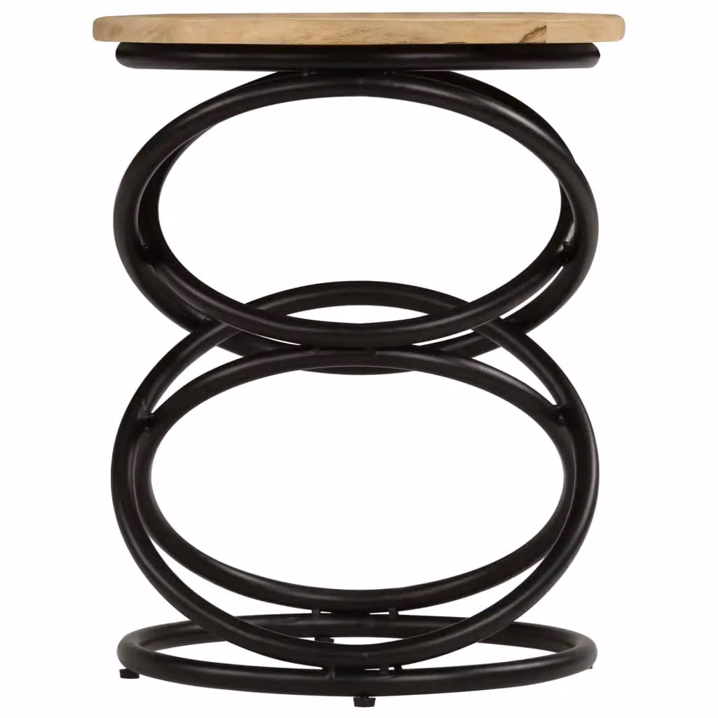Berkfield Home Round Solid Mango Wood End Table in Brown, W/D/H: 40 x 40 x 50 cm – 4