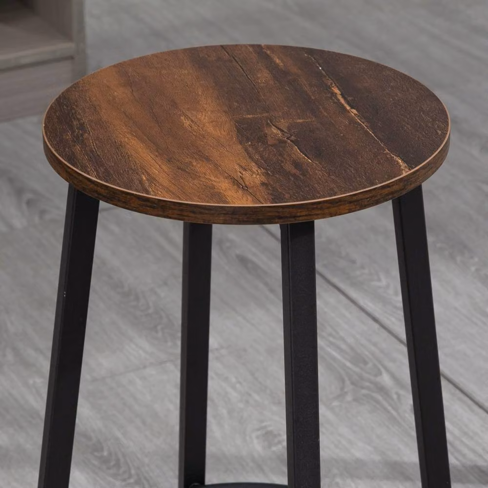 Wyld Haus Kabato Industrial Bar Stools Set of 2, Brown and Black Metal and Wood – 8