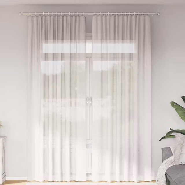 Berkfield Home White Transparent Voile Fabric Curtains with Rod Pockets, 2 Pack, W: 140 cm, H: 260 cm