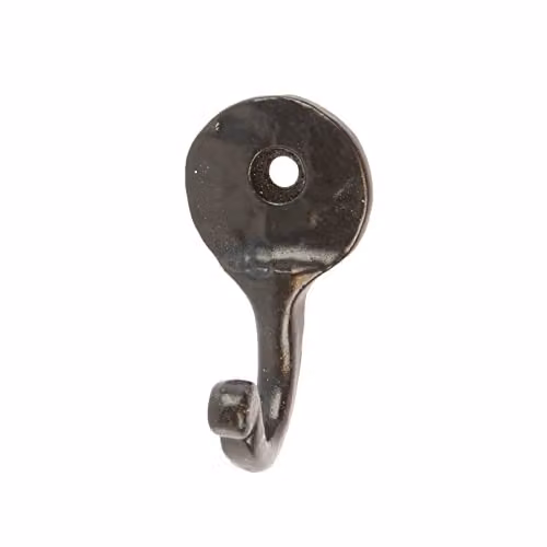 Hammer and Tongs Matt Black Iron Hammered Round Plate Single Hook – 1