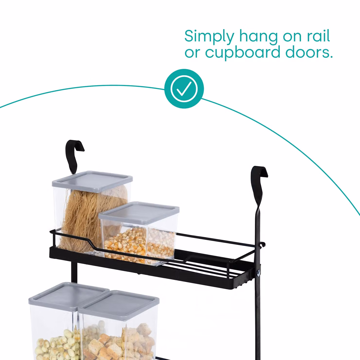 LIVIVO 2 Tier Black Wall Mounted Kitchen Hanging Storage Rack and Spice Organiser W/D/H: 37.3 x 31.7 x 17.4 cm – 3