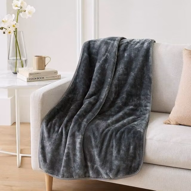 Voltico Faux Mink Throw in Grey, W: 150 cm, D: 200 cm