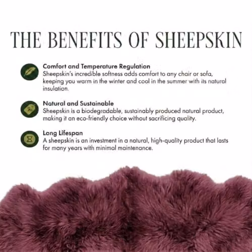 Infinity Leather Luxury Genuine Sheepskin Rug in Red, W/D/H: 90 x 60 x 1 cm – 6
