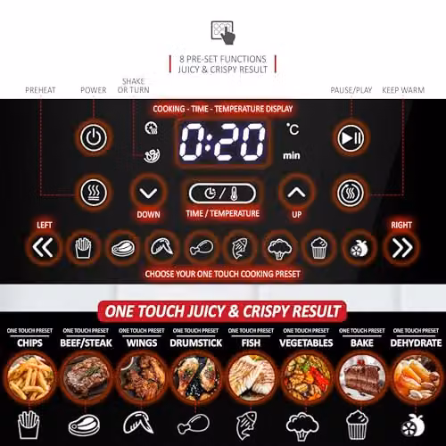 NETTA 5.7L Digital Air Fryer in Black with Timer and Overheat Protection – 3