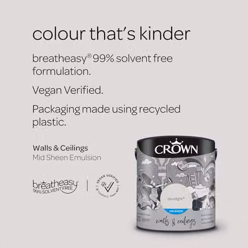 Crown Spotlight White Mid Sheen Emulsion for Walls and Ceilings, 2.5 l – 2