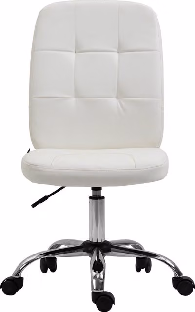 Vinsetto White Faux Leather Armless Task Chair with Adjustable Height and Swivel Function