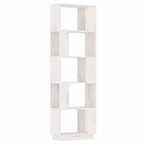 vidaXL White Solid Wood Pine Book Cabinet and Room Divider W/D/H: 51 x 25 x 163.5 cm