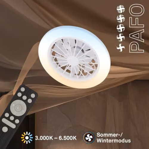Briloner White 24W CCT Dimmable LED Ceiling Light with Fan and Remote Control, W/D/H: 38 x 38 x 14 cm – 7