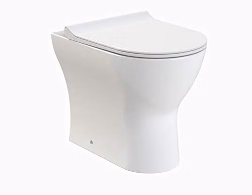 nuie NCG306 Freya Modern Curved Back to Wall Ceramic Bathroom Pan and Soft Close Seat, White, W: 41.7 cm, D: 36.5 cm, H: 50 cm