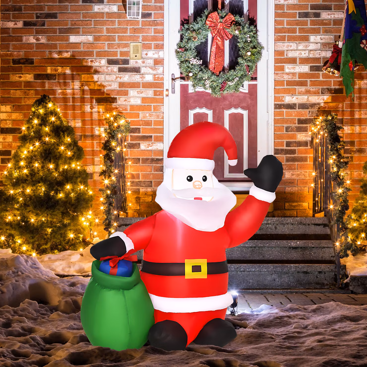 HOMCOM Inflatable Christmas Santa Claus Decoration with LED Lights, Red, Height: 120 cm – 2