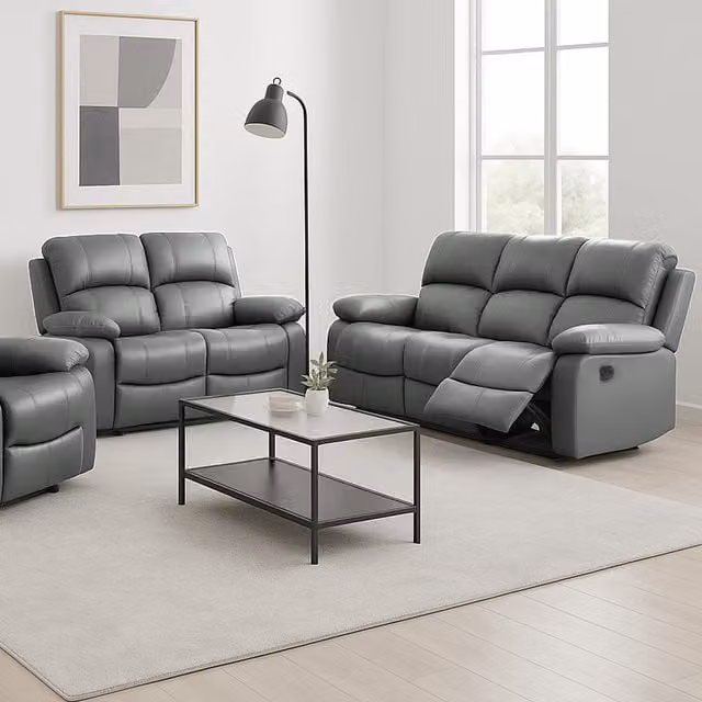 Bravich Modern Manual Recliner Sofa in Grey