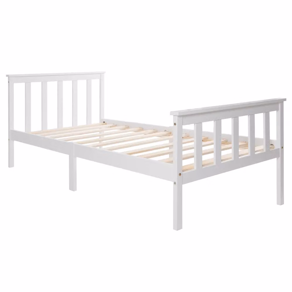 Matteo Single Bed White Solid Pine Wooden Bed Frame W/D/H: 90 x 190 cm – 2