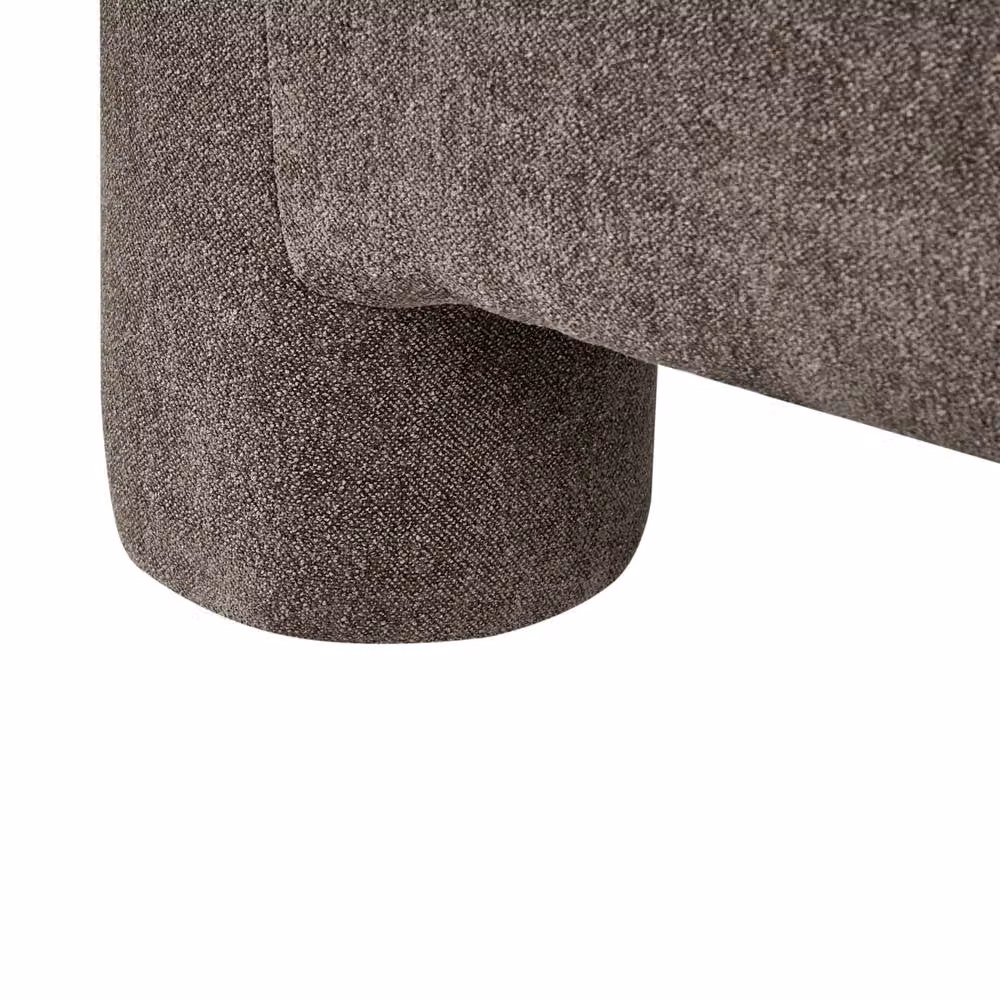 Wyld Haus Brown Fabric Rectangular Ottoman with Retro Cylindrical Legs – 3