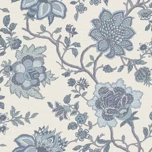 Holden Decor Jacobean Trail Blue Floral Botanical Classic Wallpaper