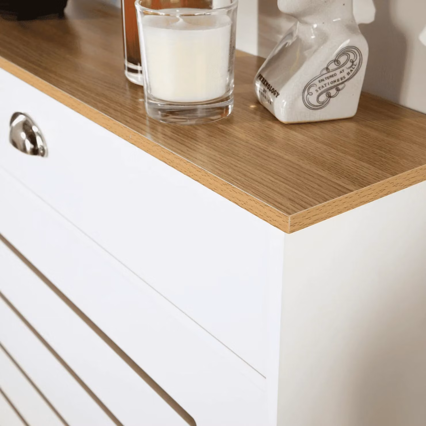 Home Source Batley Modern White MDF Radiator Cover Cabinet with Drawer and Shelf – 4