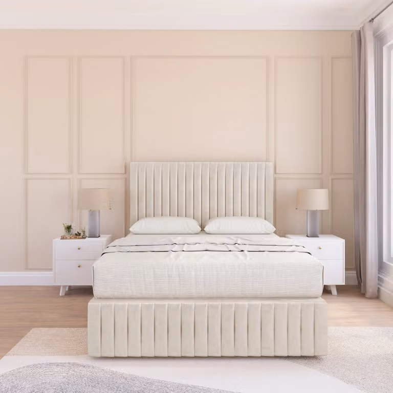 Sloomy Madison Divan Bed Base in Beige, Super King, W/D/H: 200 x 200 cm
