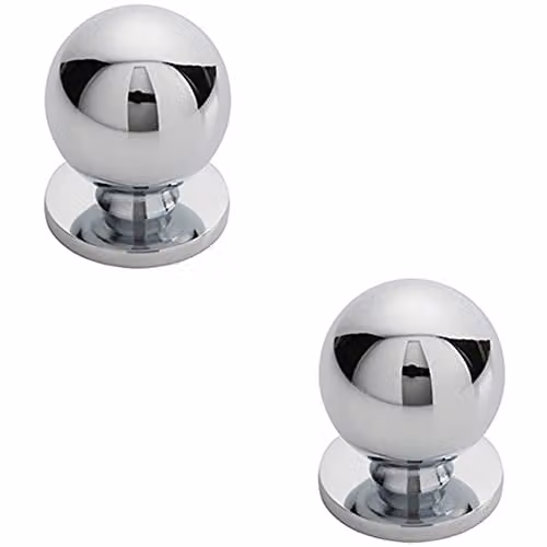 Loops 2 Pack Solid Ball Cupboard Door Knobs in Polished Chrome