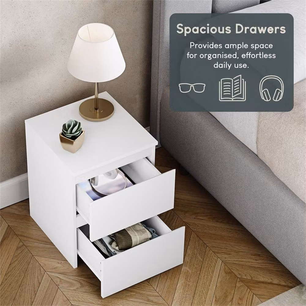 FORGEVIO Modern 2 Drawer Chest of Drawers in White – 3