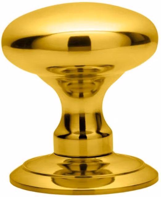 Loops Pair of Large Rounded Mortice Door Knobs in Polished Brass, 65mm Diameter
