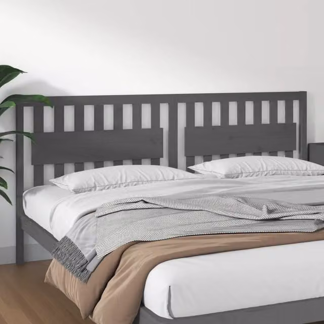 Berkfield Home Grey Rustic Solid Wood Pine Bed Headboard W: 205.5 cm, D: 4 cm, H: 100 cm