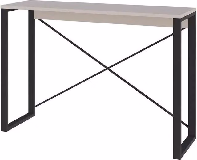 VOGREX Sandstone Narrow Console Table with Metal X-Frame Legs in Beige and Black – 1