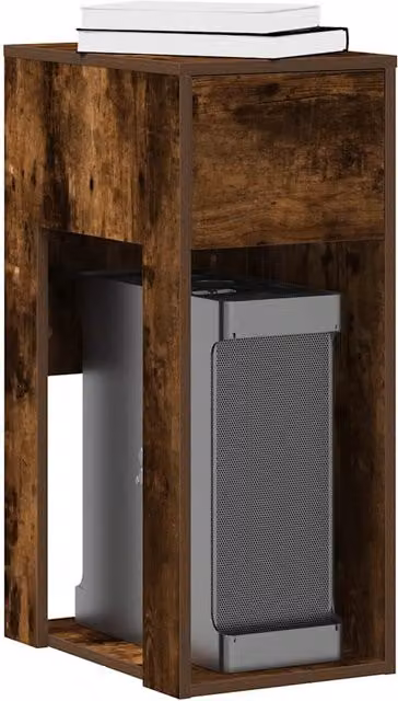 Berkfield Home Computer Tower Stand with Drawer in Smoked Oak Brown, W/D/H: 30 x 44 x 74 cm