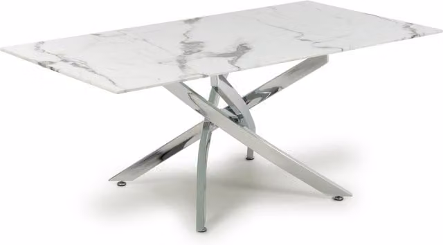 Shankar Astoria White Coffee Table with Tempered Glass and Metal Frame