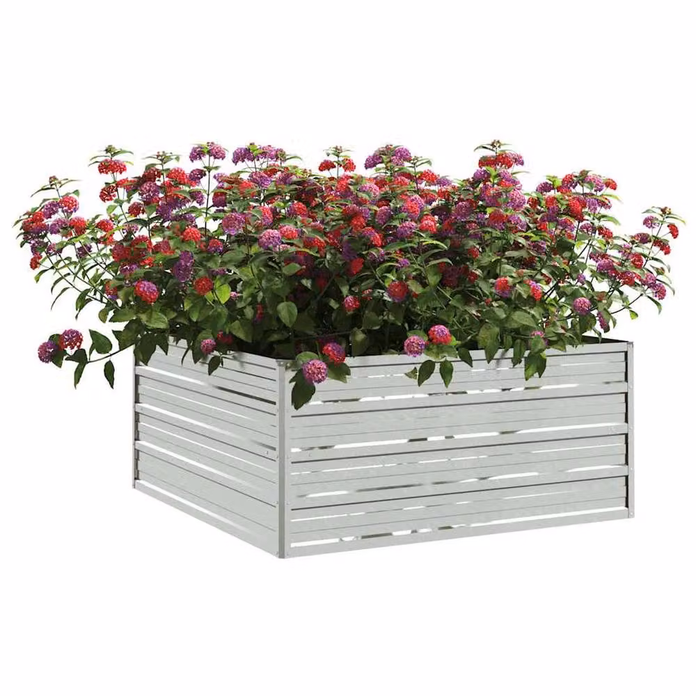 Berkfield Home Garden Galvanised Steel Raised Bed in Silver, W/D/H: 100 x 100 x 45 cm – 3