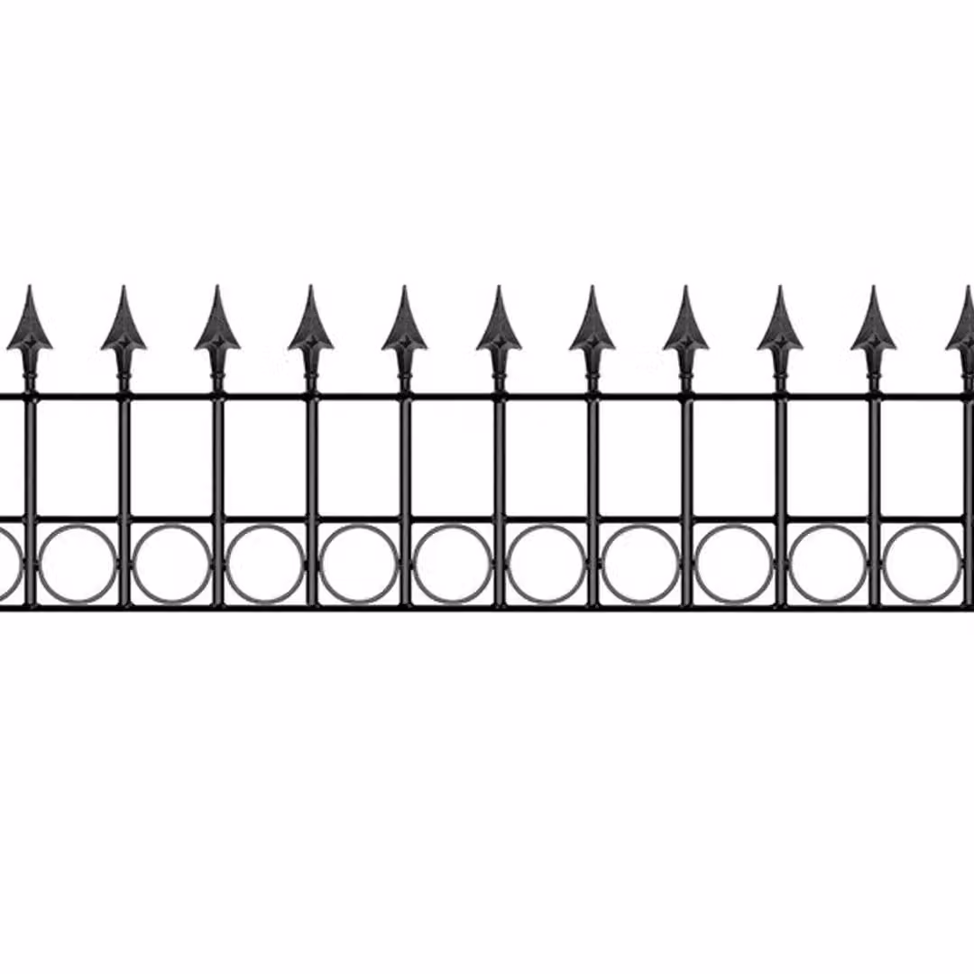 Burbage Iron Craft Balmoral Spear Top Railing Panel with Rings, Black, W: 183 cm, H: 56 cm – 2