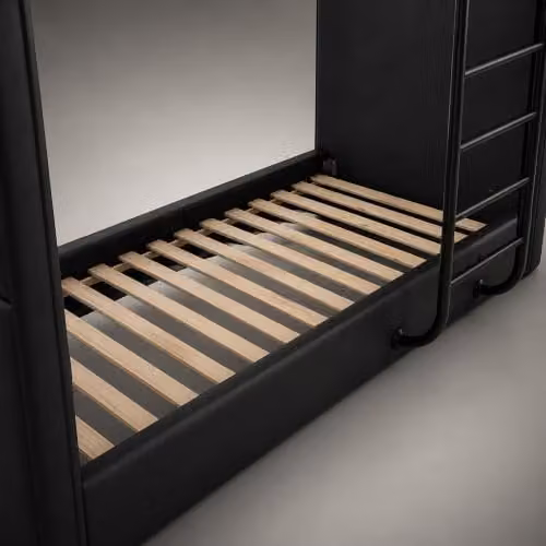 Harmin Black Faux Leather Single Bunk Bed with Modern Upholstered Design, W/D/H: 90 x 200 x 152.5 cm – 5