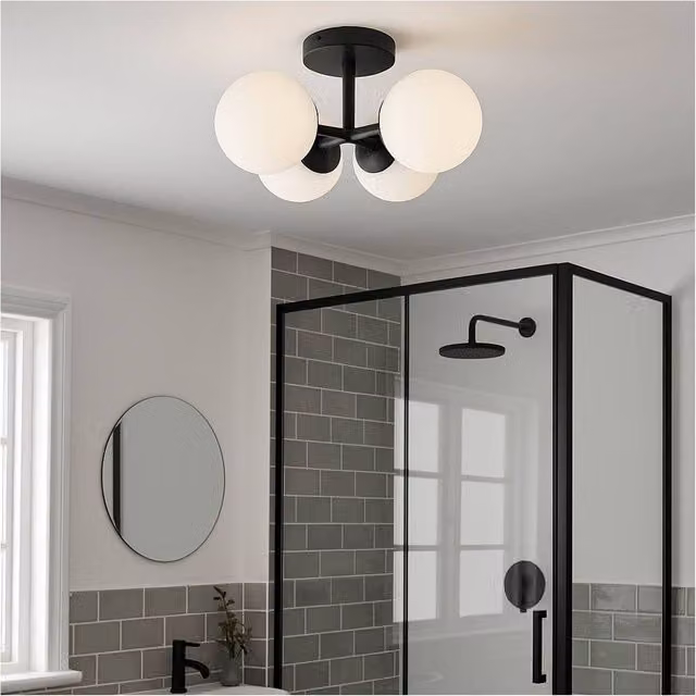 Loops Black LED Sphere Ceiling Light for Modern Bathroom Decor – 1
