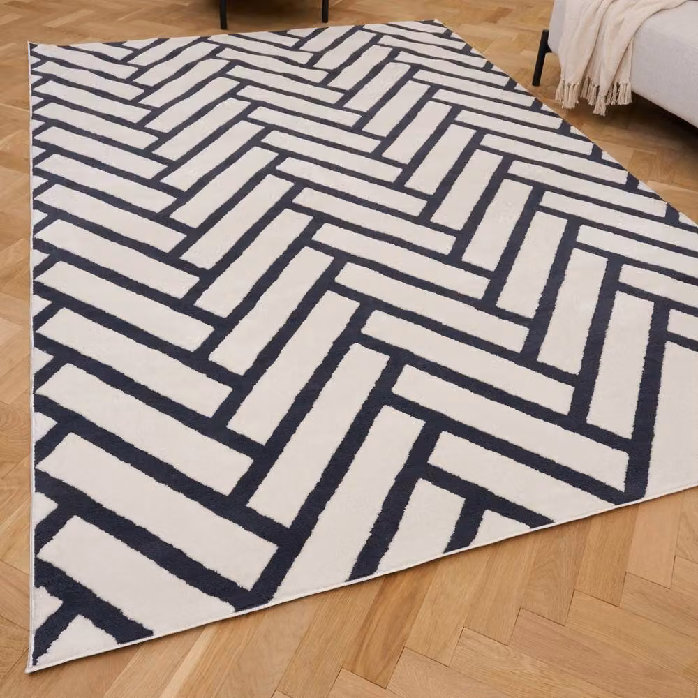 THE RUGS Loft Herringbone Soft Pile Area Rug, Blue, W: 80 cm, L: 150 cm – 2