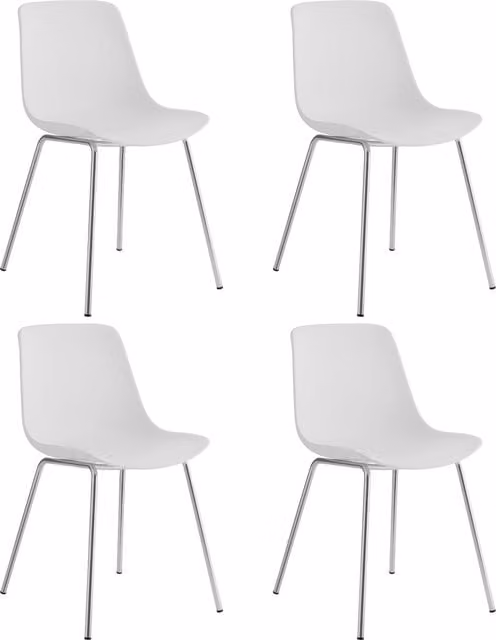 TECTAKE Modern Dining Chair in White and Metal
