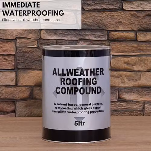 Novecrafto Flat Roof Waterproofing Compound in Black, 5L with Application Brush – 7