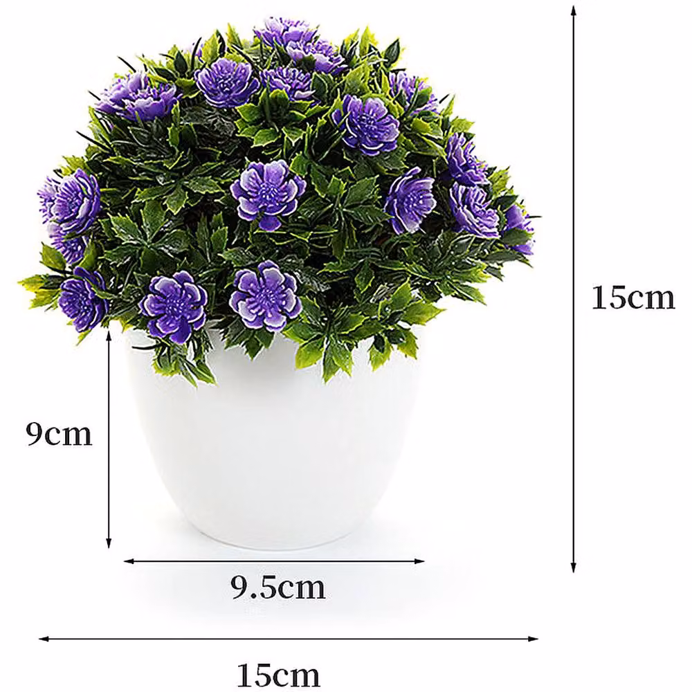 YnysTec Potted Purple Faux Flowers for Indoor and Outdoor Tabletop Decor – 2