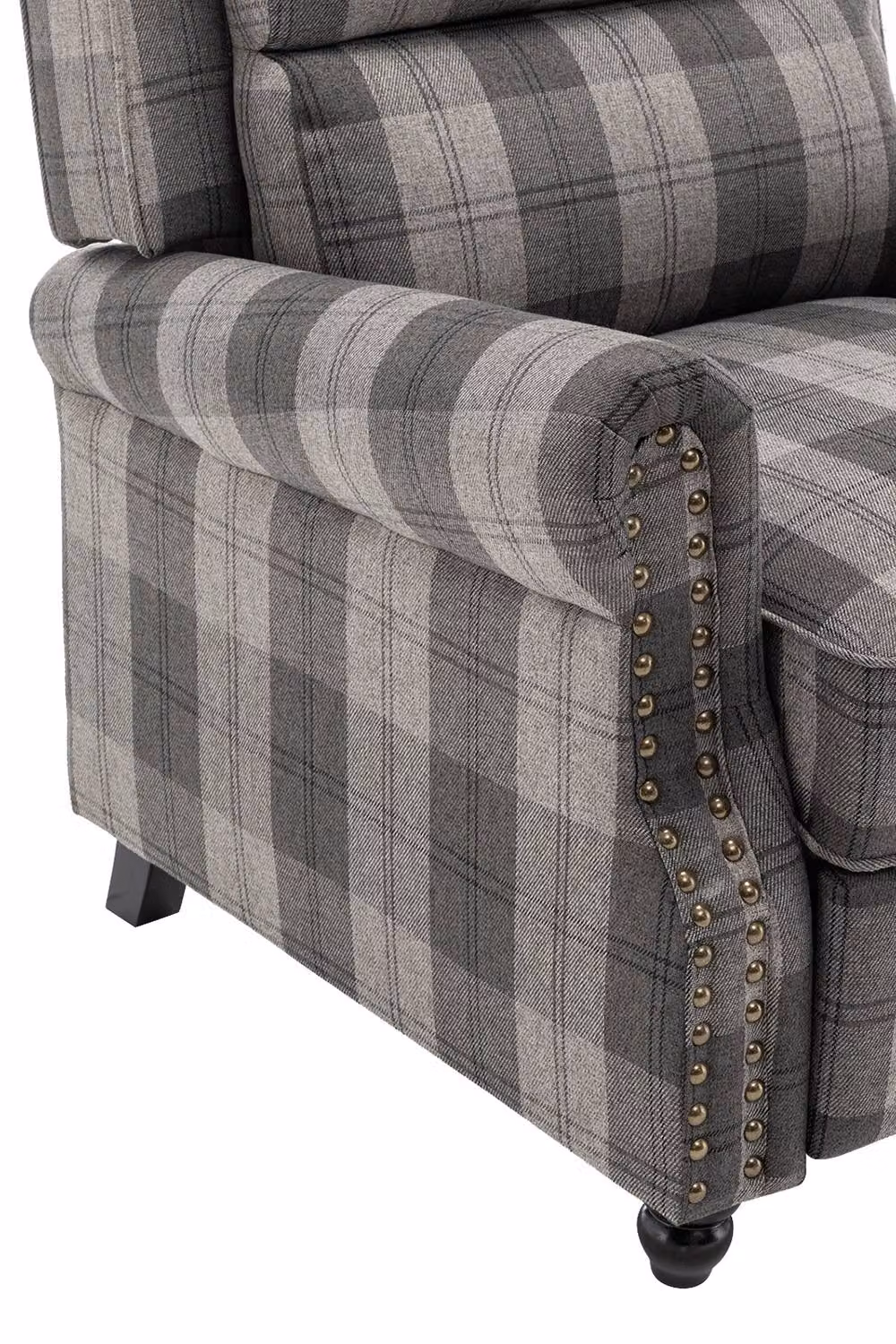 Garden Sanctuary Modern Grey Linen Recliner Armchair with Integrated Footrest – 8