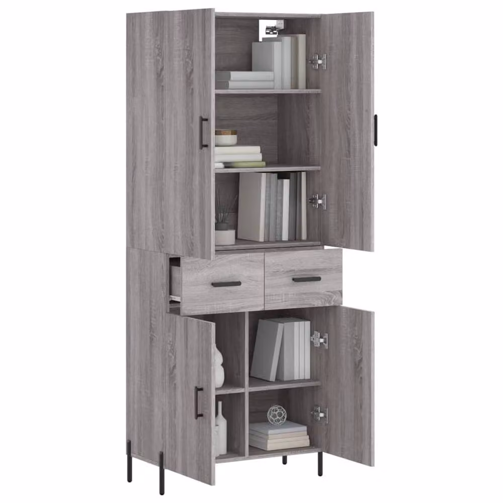 Berkfield Home Grey Sonoma Highboard W: 69.5 cm, D: 34 cm, H: 180 cm – 2