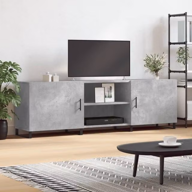 Berkfield Home Industrial TV Cabinet in Concrete Grey, W/D/H: 150 x 30 x 50 cm