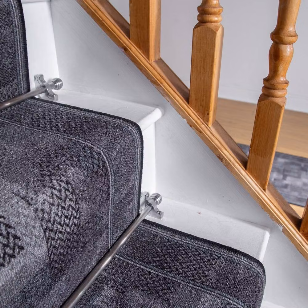 runrug Tribe Stair Runner Carpet, Dark Grey, W: 80 cm x L: 660 cm – 3
