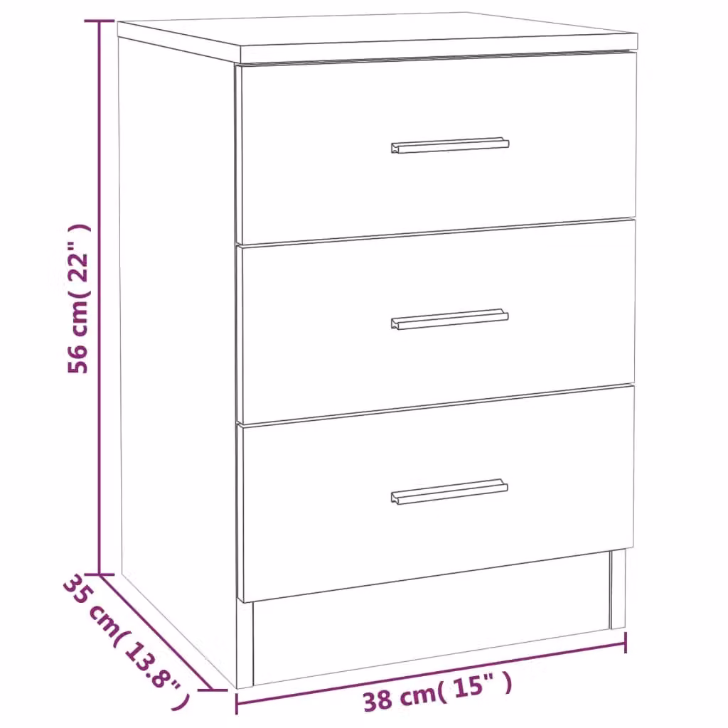 Berkfield Home Grey Sonoma Bedside Cabinet in Engineered Wood W/D/H: 38 x 35 x 56 cm – 2