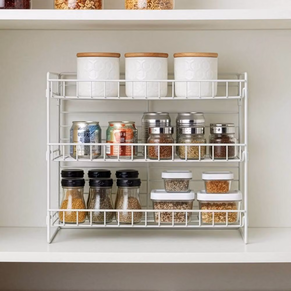 Havendro Stackable 3-Tier Adjustable Metal Can Rack in White – 2