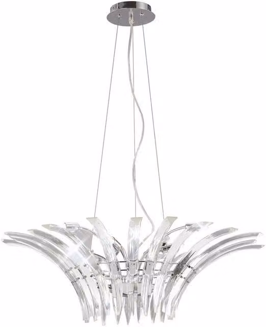 Sinclair 9 Light Suspended Ceiling Pendant in Polished Chrome with Grey Crystal Glass