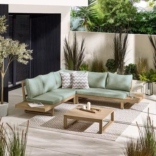 FurnitureboxUK Brisa 5 to 6 Seat Outdoor Sofa Set in Natural Acacia Solid Wood