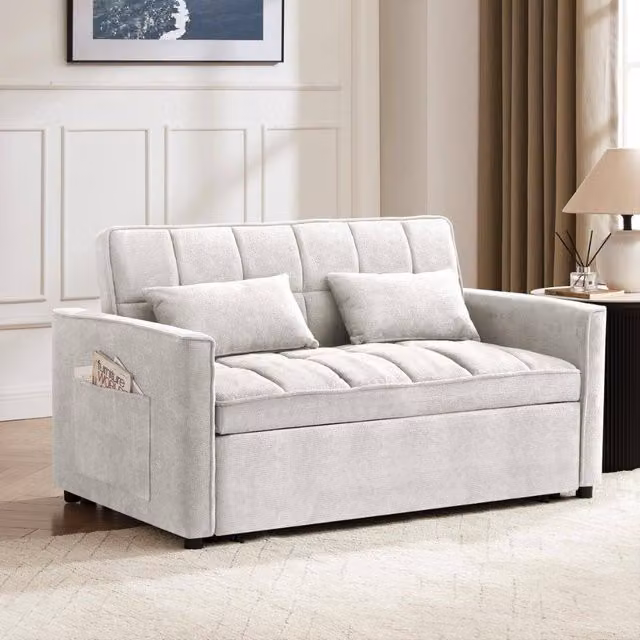 Home Detail Harry Pull-Out Sofa Bed in Grey Fabric – 1