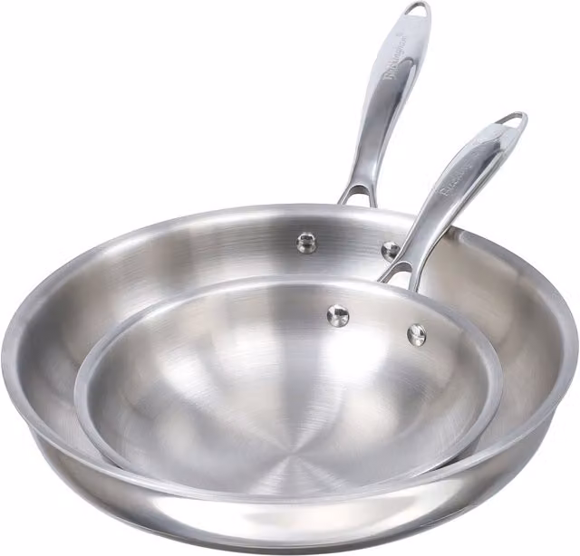 Buckingham Elite-Tri Stainless Steel Uncoated Frying Pan Set of 2, Silver, 20 cm and 28 cm