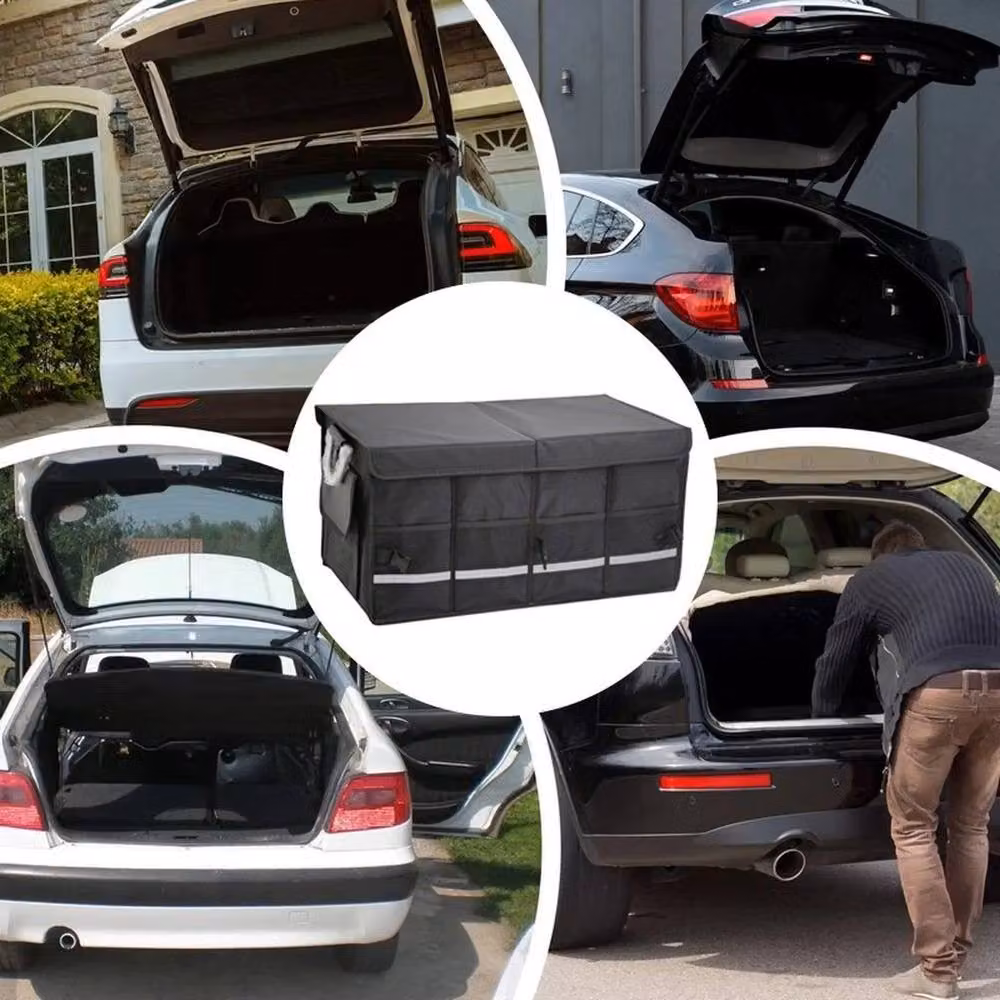 FLAVORA Heavy Duty Collapsible Car Boot Organiser Storage Box in Black, W/D/H: 50 x 50 x 50 cm – 5