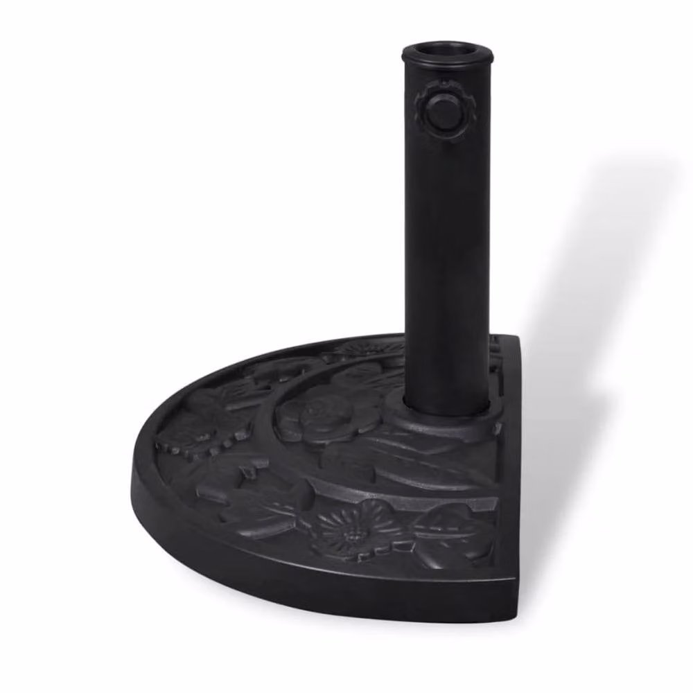 Berkfield Home Black Resin Half Round Parasol Base – 4
