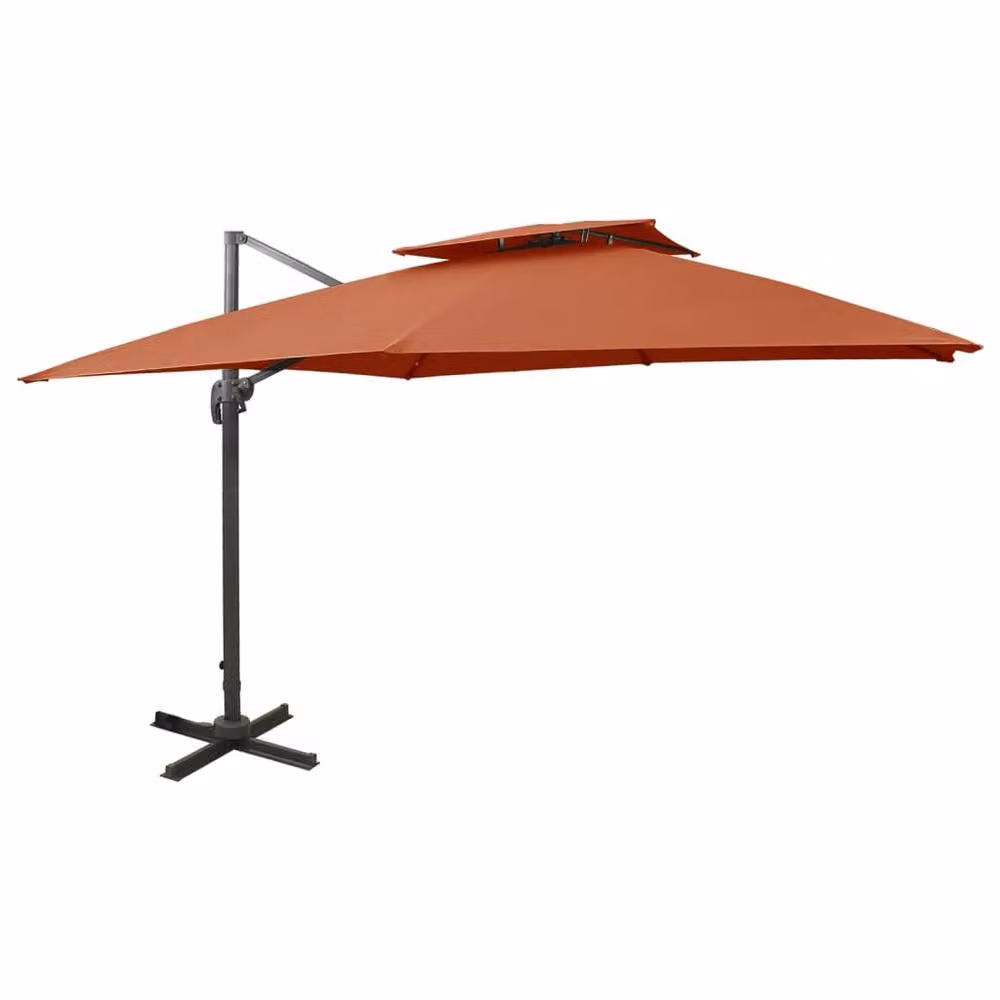 Berkfield Home Durable Cantilever Umbrella with Double Top in Burnt Orange, W/D/H: 300 x 300 x 258 cm – 2