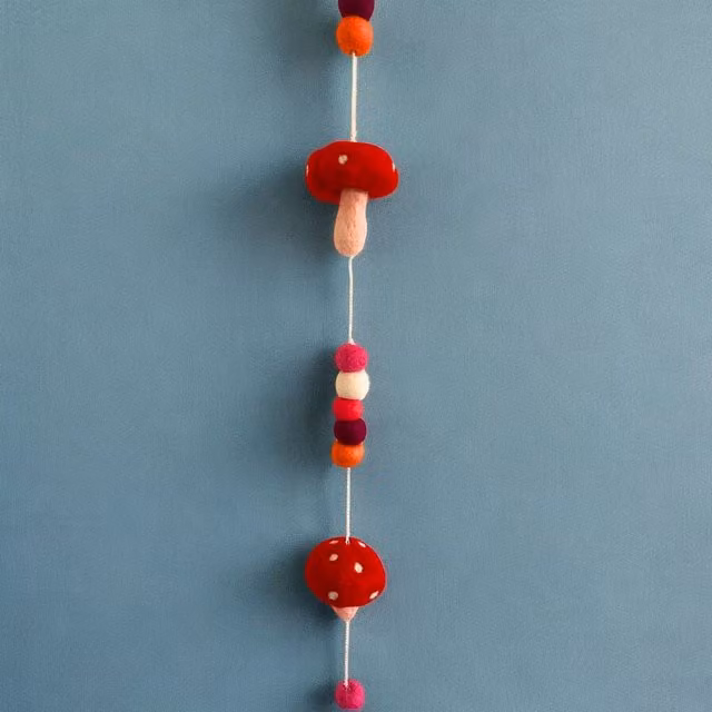 KDMK Red Mushroom Felt Wall Hanging
