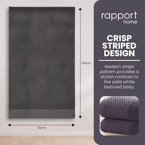 Rapport Home Eden Weave 2-Pack Cotton Bath Towels in Steel Grey, W/H: 70 x 120 cm – 4
